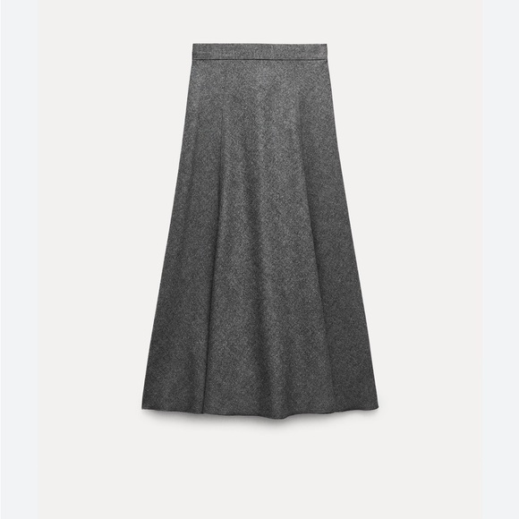 ZARA Wool blend cape skirt Midi A-line silhouette ZW collection Gray size XS NWT - Picture 8 of 12